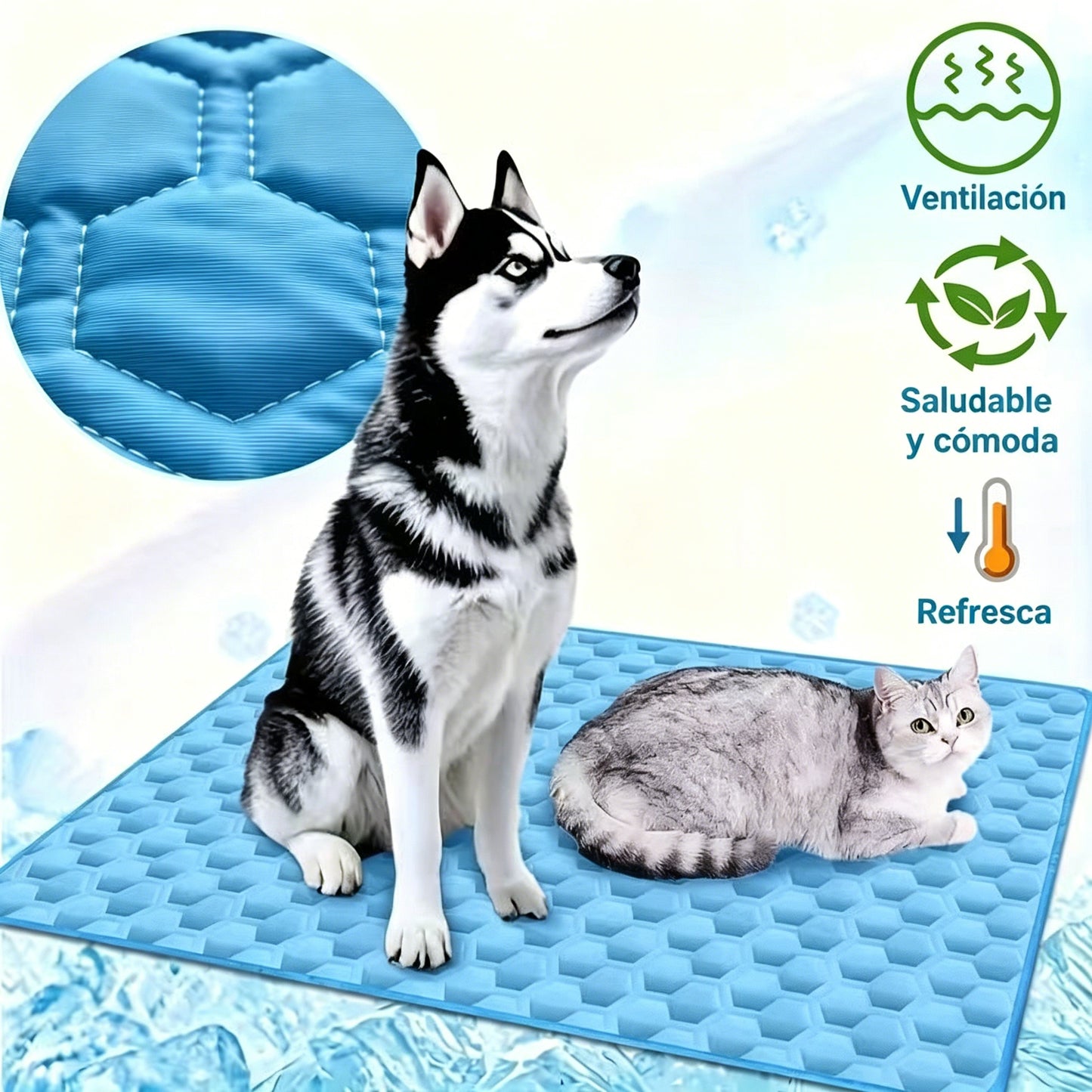 🧊🐶 【50*70cm】Alfombrilla refrescante para perros y gatos: ¡Mantén a tu querida mascota fresca este verano! 🐱✨