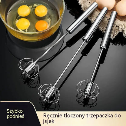 [zestaw 2 szt.] Półautomatyczna trzepaczka do jajek ze stali nierdzewnej