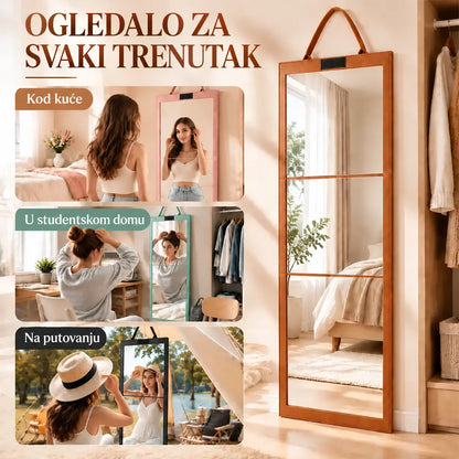 👗👜 Sklopivo, prijenosno putno ogledalo pune visine, opremljeno ručkom za nošenje i zaštitnom futrolom od filca otpornom na udarce – dizajnirano poput mape ✨