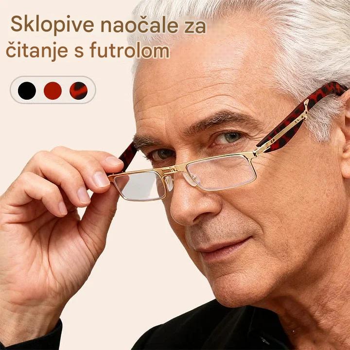 🔥【Najprodavaniji proizvod—50% popusta】✨🔥Sklopive naočale za čitanje i futrola za naočale s anti-plavim svjetlom, uniseks