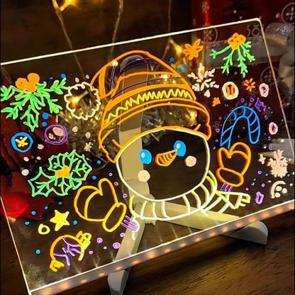 🎨💡✏️🔥¡Compra 1 y llévate otro gratis!🔥 Pizarra luminosa infantil, hecha a mano, para dibujar grafitis, borrable, educativa y fluorescente.