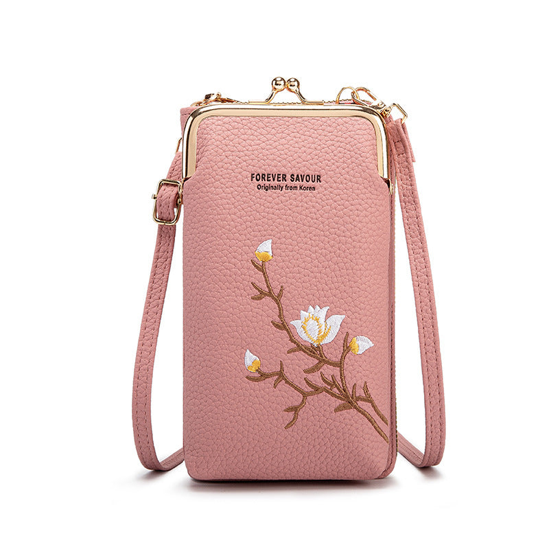 🔥【Téli újdonság】👜 Női bőr crossbody táska, gyönyörű hímzéssel, szobatelefonnal és aprópénzzel🎁