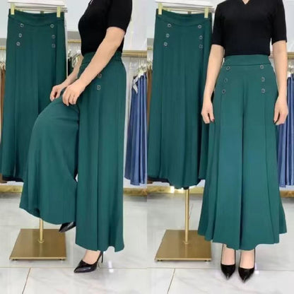 🔥✨【Ограничени количества】【M-5XL】Модерни дамски ежедневни плисирани панталони с висока талия и широки крачоли