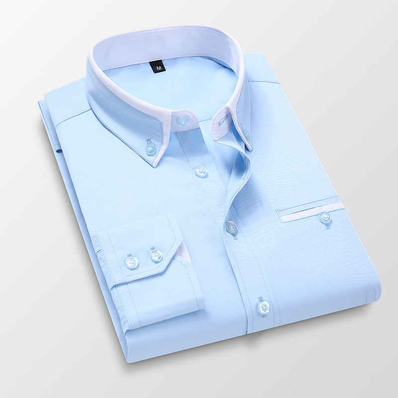 【M-5XL】 Męska, wysokiej jakości, elastyczna, wygodna koszula biznesowa z długim rękawem-3906690