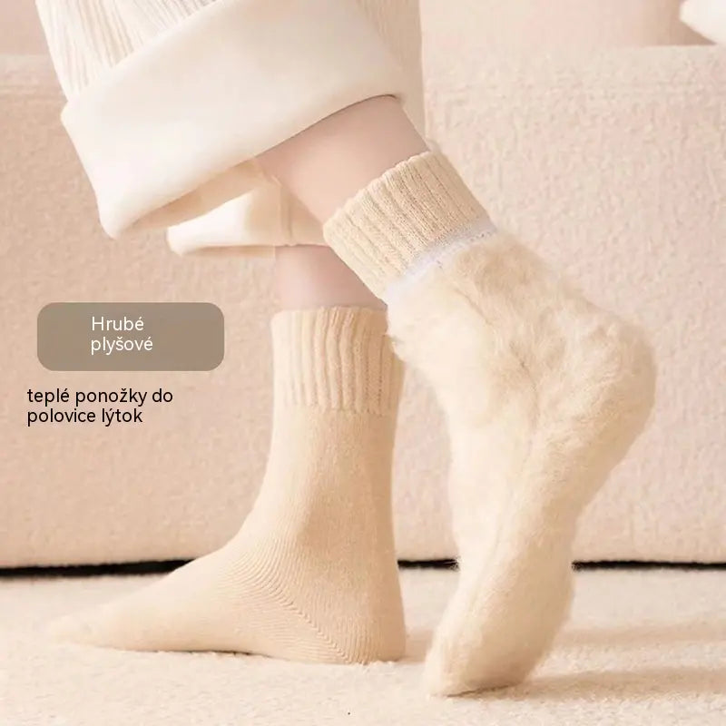 🔥🧦 【Balenie 6 párov】Zimné zateplené vlnené ponožky - extra hrubé, teplé a vysoko elastické