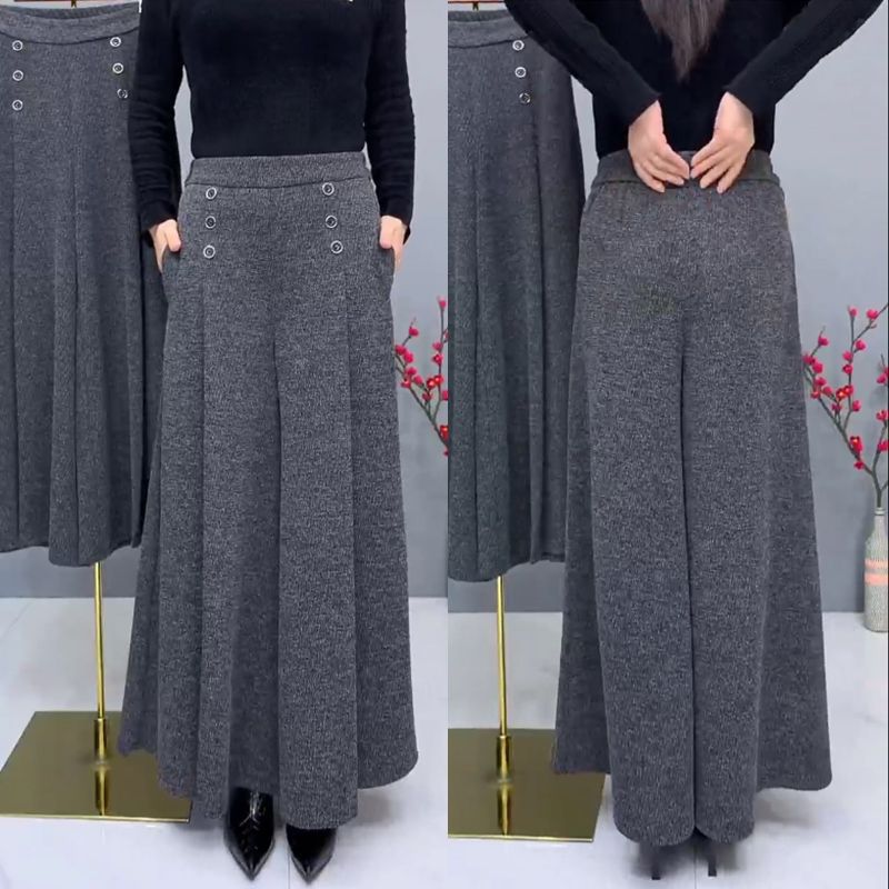 ✨🤩【XL-4XL】Zesílené teplé vlněné kalhoty s širokými nohavicemi😚 Široké a elastické kalhoty s širokými nohavicemi