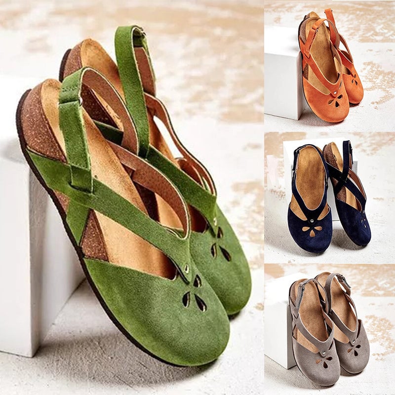 ✨✨【Ograniczona oferta】 【35-44】2025 wysokiej jakości skórzane sandały casualowe ✅ Okrągły nosek ✅ Płaska podeszwa