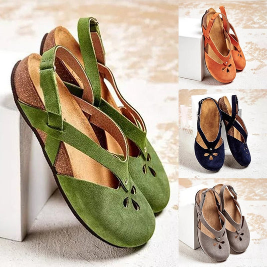 ✨✨【Ograniczona oferta】 【35-44】2025 wysokiej jakości skórzane sandały casualowe ✅ Okrągły nosek ✅ Płaska podeszwa