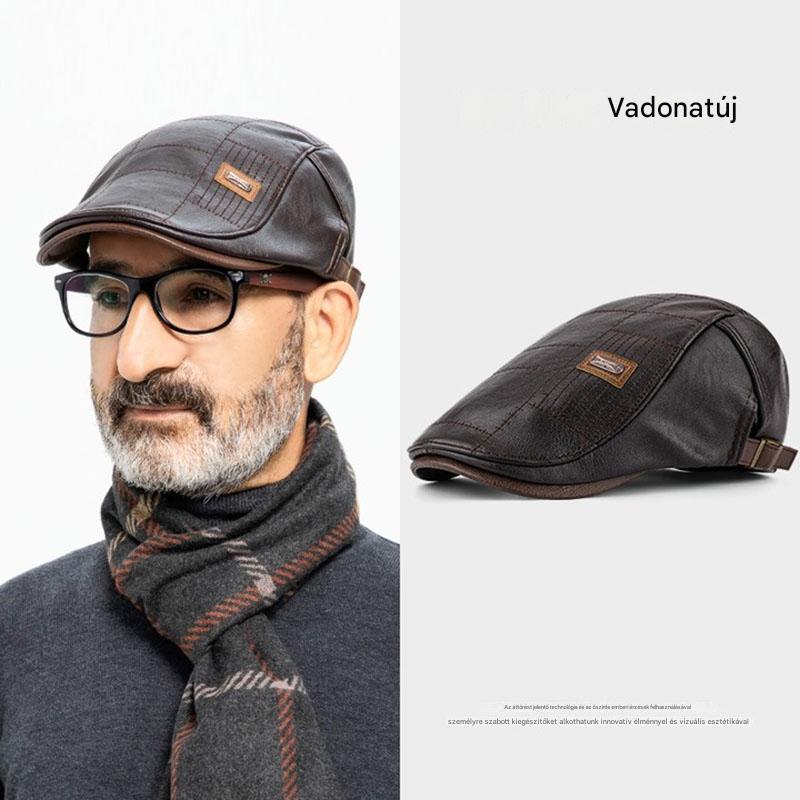 🧢【50% POPUST】🔥 Moški usnjen švicarski klobuk 3 v 1 - eleganten, vodoodporen, odporen proti vetru in topel v notranjosti