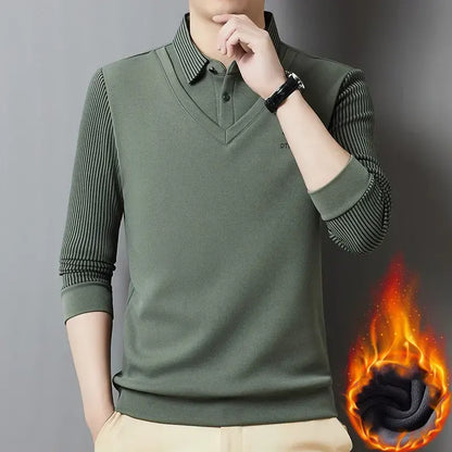👔🔥【M-4XL】Nové pánske zimné polo tričko s klopou a flísovou podšívkou - jednoduché a pohodlné