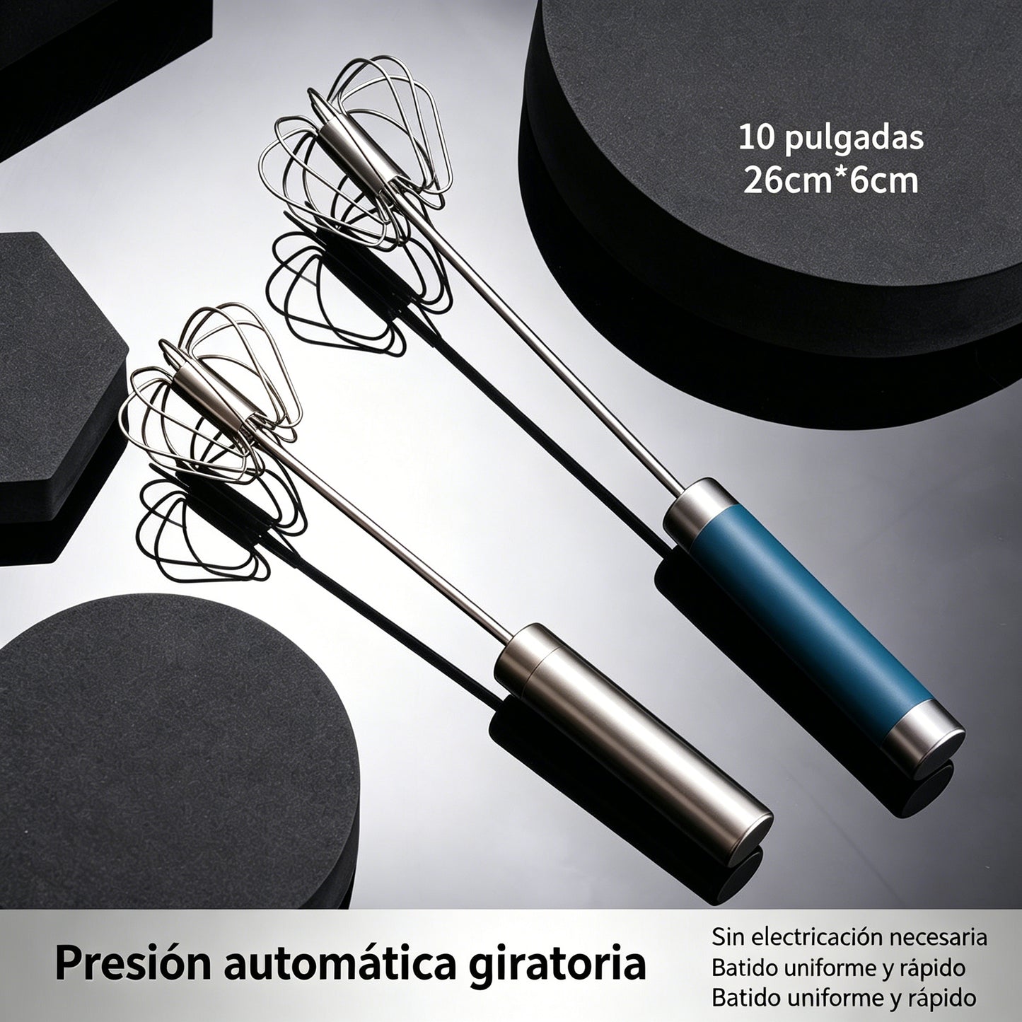 🔥🍳【Compra uno y llévate otro gratis✨】Batidora de huevos semiautomática de acero inoxidable