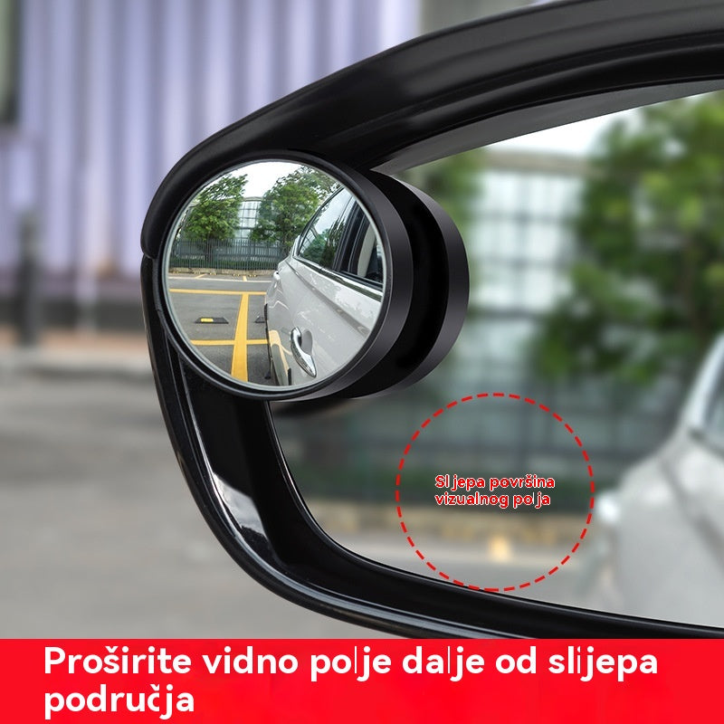 🚗【Kupite jedan, dobijte jedan gratis】👍🚗Retrovizor za automobil, mali okrugli retrovizor, podesiv za 360 stupnjeva. Podesivo za 360°, proširuje vidno polje i pruža zaštitu od kiše i prašine.