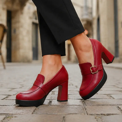 🔥👠【35-40】Nové členkové čižmy z pravej kože na hrubom podpätku - Módne dámske členkové čižmy na vysokom podpätku.