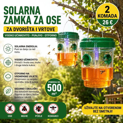 【2 komada 27 €】🐝☀️ Solarna klopka za ose za terase i vrtove 🔋🌿 – Visoko učinkovita, punjiva, otporna na vremenske uvjete, pokriva do 500 četvornih metara.✅️ Plaćanje pouzećem
