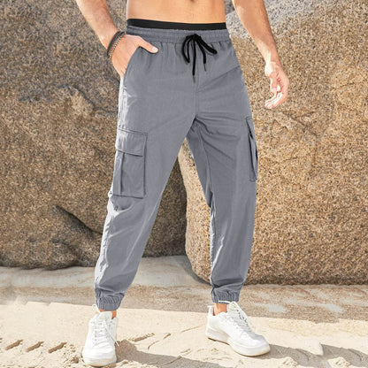 👖 Pago contra entrega✅️Pantalones casuales de trabajo para hombre, resistentes al desgaste, en tallas grandes, con cintura elástica y cordón ajustable.