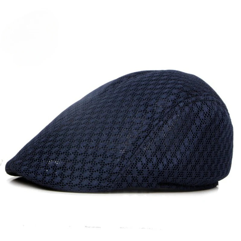 💨Męska czapka z daszkiem typu kaszkiet (fason „duckbill”) z przewiewnej siateczki, rozmiar 56–58 cm.