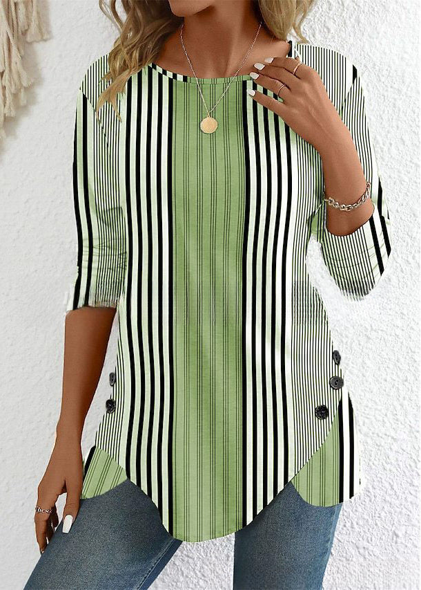 ✨🔥【Ограничено количество】【S-5XL】Нова пролетно-летна модна ежедневна раирана дамска риза с щампа 2026