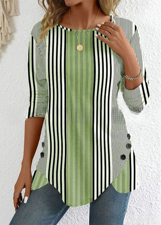 ✨🔥【Ограничено количество】【S-5XL】Нова пролетно-летна модна ежедневна раирана дамска риза с щампа 2026