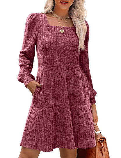 🔥🔥【S-2XL】2024 nowa zimowa modna damska dzianinowa sukienka wewnętrzna, delikatna i elegancka-3801532
