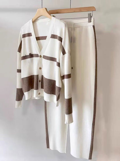 🐏🔥【S-5XL】【Dzianina + spodnie】✨🎉 Stylowy dwuczęściowy komplet z dzianiny w blokach kolorów