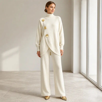 💕 Elegantná dámska súprava: rolák a nohavice so širokými nohavicami — Pohodlná a štýlová 👗