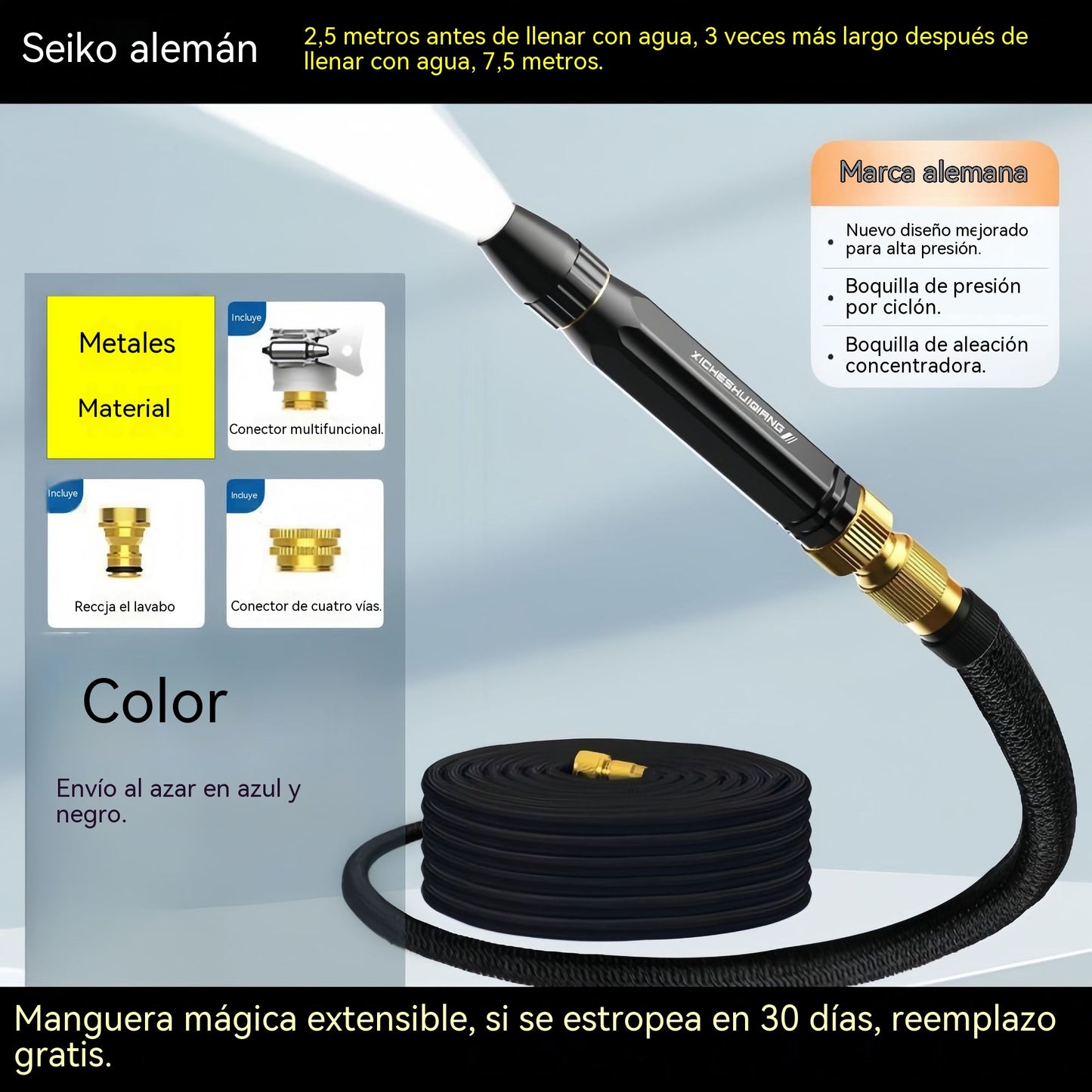 🔥⏰50% de descuento【Juego de 2 piezas】Pistola pulverizadora de alta presión para el hogar + manguera de agua telescópica de 2,5 m