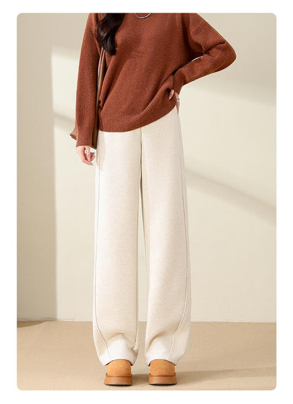 👖🔥Nové podzimní/zimní kalhoty slim fit s širokými nohavicemi z imitace kašmíru.Ležérní, pohodlné, ležérní, rovné nohavice【M-2XL】