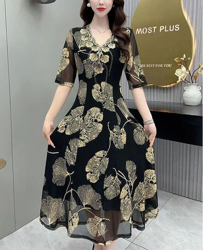 🔥✨【S-5XL】🔥Oferta ograniczona czasowo🔥2025 Wiosna nowa wysokiej jakości modna elegancka drukowana sukienka damska-3918994