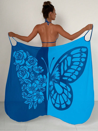 ✨🦋【Nowy produkt ze zniżką】🦋Nowe damskie szyfonowe narzutki przeciwsłoneczne z nadrukiem motyli na plażę 2025
