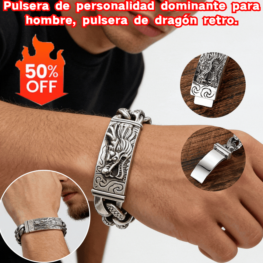 🐉✨【Pago contra entrega】Pulsera de personalidad dominante para hombre, pulsera de dragón retro.