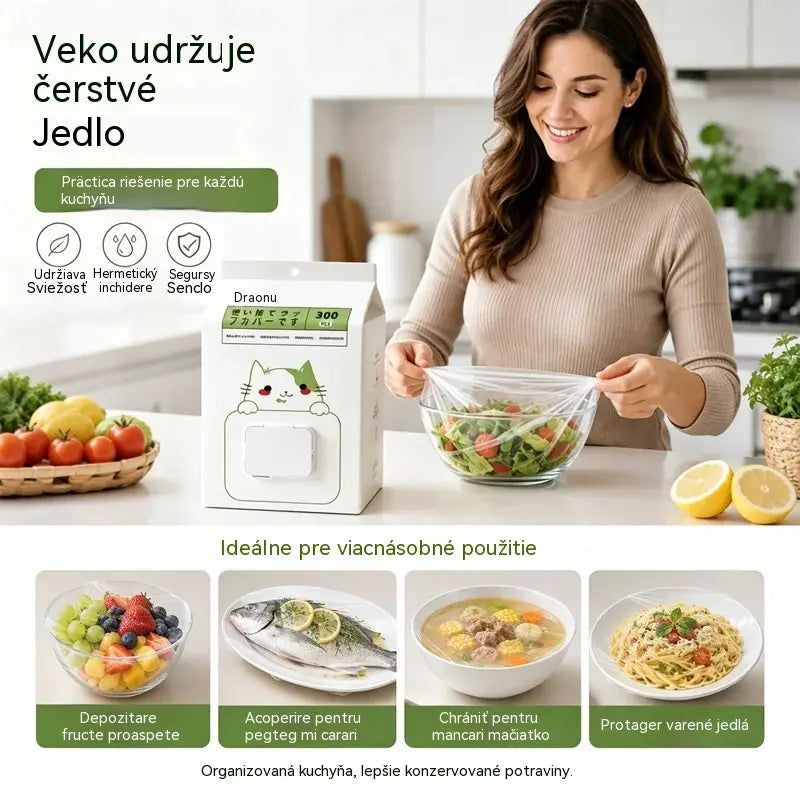 🥗✨ 300 jednorazových pokrievok na jedlo | Elastické kryty na taniere, misky a nádoby