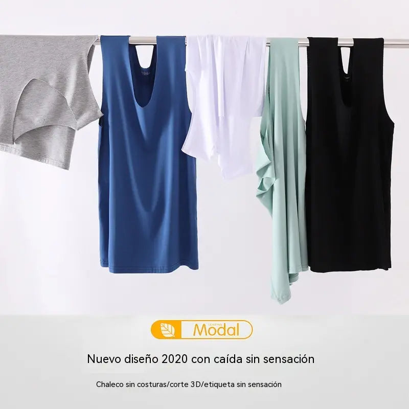 ✨❄️【50% de descuento🔥】😎 Chaleco transpirable de seda helada informal para hombre, ideal para el verano.