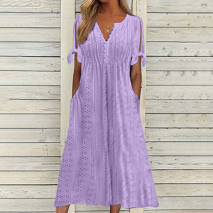 【🏆Najlepiej sprzedające się produkty】👗Prosta i delikatna sukienka w jednolitym kolorze3894834