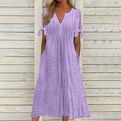 【🏆Najlepiej sprzedające się produkty】👗Prosta i delikatna sukienka w jednolitym kolorze3894834