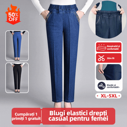 🔥👖【XL-5XL】Nové dámske ležérne elastické džínsy s rovnými nohavicami na jeseň/zimu
