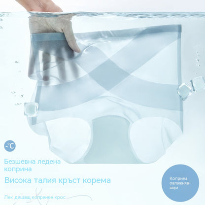 🔥👙【4 броя】【50% отстъпка✨】Безшевни бикини с висока талия от ледена коприна, ново поступление