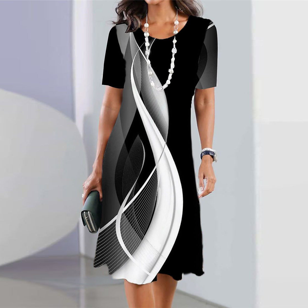 👗【40-120kg】Nuevo vestido estampado de cuello redondo para mujer, colección 2026 ✅️Pago contra entrega