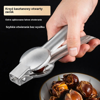 🌰【Kup jeden, a drugi dostaniesz gratis】Otwieracz do skorup kasztanowca z klipsem, otwierany jednym przyciskiem, nie musisz się martwić o zranienie dłoni!