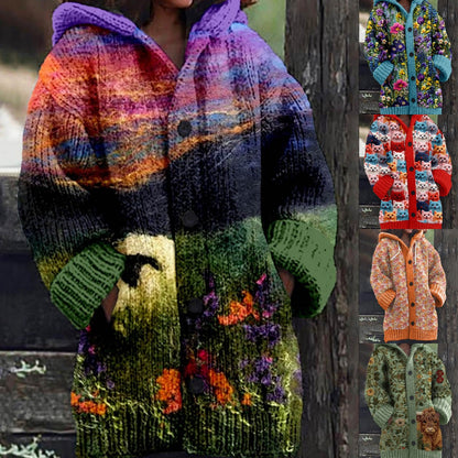 🎁🎀【S-6XL】Nova jesensko/zimska ohlapna retro modna pletena jopa s kapuco za leto 2025