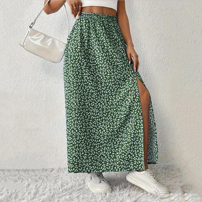🌈🌷【50% de descuento✨】Nueva falda casual de verano con estampado floral y abertura.