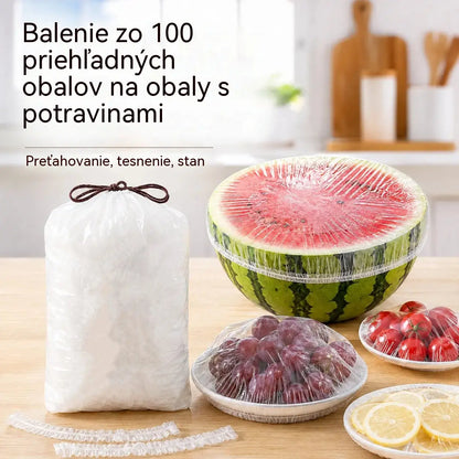 【200 kusov】Jednorazová priehľadná fólia, ideálna na nádoby a potraviny. Perfektne sedí, dobre tesní a ľahko sa používa.