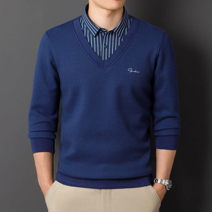 ✈️Oferta specjalna🔥【Kup jeden, a drugi dostaniesz gratis】Męska ciepła i ocieplana bluzka z kołnierzykiem z polaru【L-4XL】