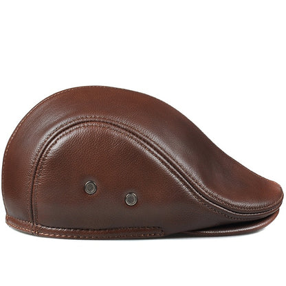 💥🧢【Plačilo ob dostavi】👍Moška usnjena kapa za aktivnosti na prostem, moška zimska baretka, topli glušniki iz 100 % kravje kože