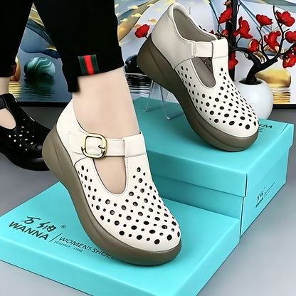 😍 Precio más bajo por tiempo limitado 👡 Zapatos casuales con estilo, con diseño calado y suela suave, hechos de cuero genuino.