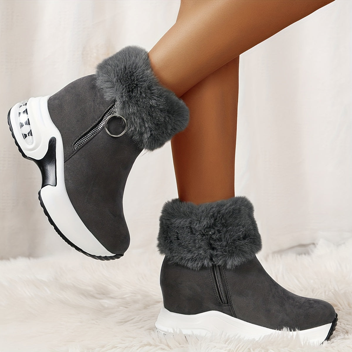 【35-43】💕2024 nowe zimowe damskie pluszowe bawełniane buty na grubej podeszwie-3800079