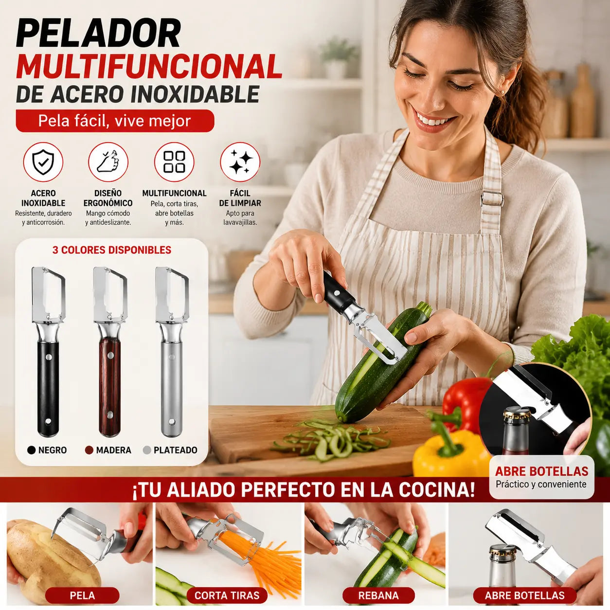 💥Compra uno y llévate otro gratis💥🔪Pelador multifuncional de acero inoxidable🧅✅️Pago contra entrega