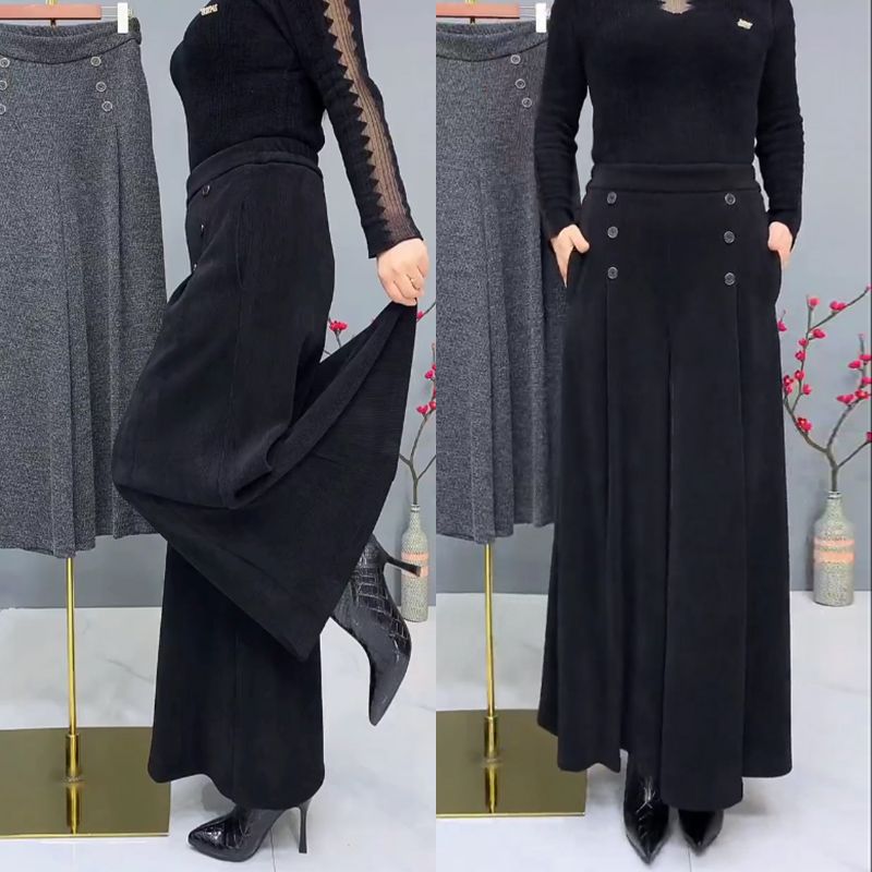 ✨🤩【XL-4XL】Zesílené teplé vlněné kalhoty s širokými nohavicemi😚 Široké a elastické kalhoty s širokými nohavicemi