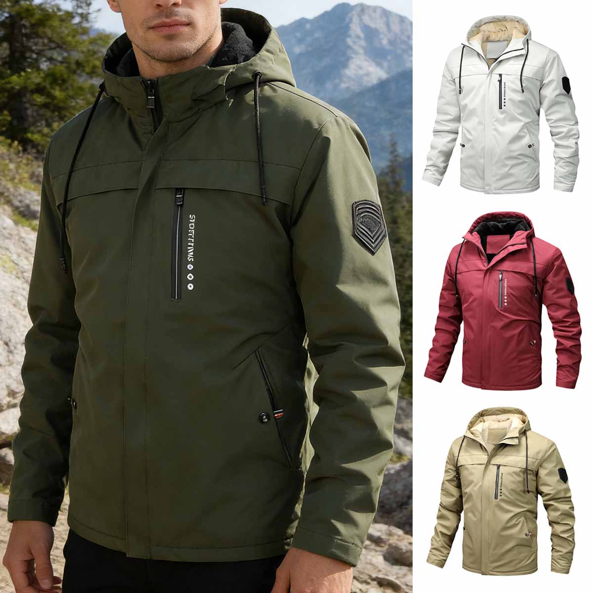 🎉💁‍♂️【XS-XL】 Męska zimowa kurtka wiatroszczelna z podszewką z polaru, ciepła, wiatroszczelna i chroniąca przed deszczem/śniegiem