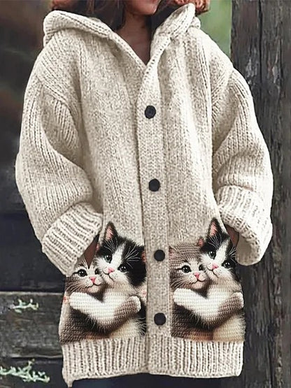 💖💐【S-5XL】Pluszowy, uroczy płaszcz z kapturem i podszewką z polaru