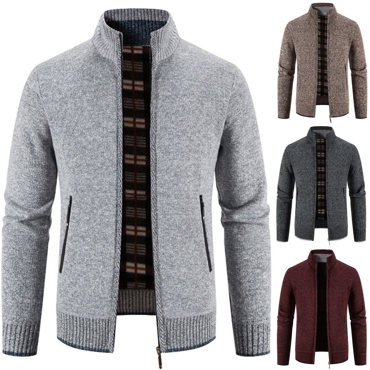 【M-3XL】Męski, swobodny, polarowy sweter rozpinany-3763443